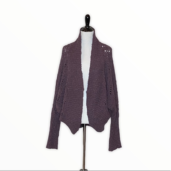 Anthropologie MOTH Plum Open Knit Cocoon Sweater Size Small - Picture 3 of 9